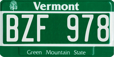 VT license plate BZF978