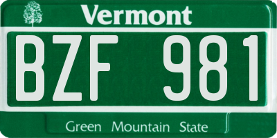 VT license plate BZF981