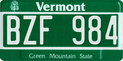 VT license plate BZF984
