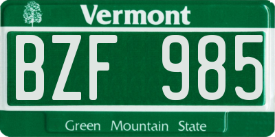 VT license plate BZF985