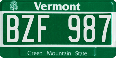VT license plate BZF987