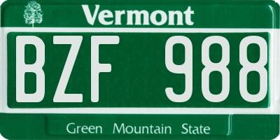 VT license plate BZF988