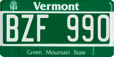 VT license plate BZF990