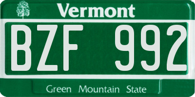 VT license plate BZF992