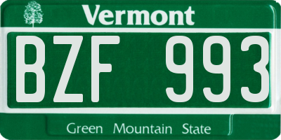 VT license plate BZF993