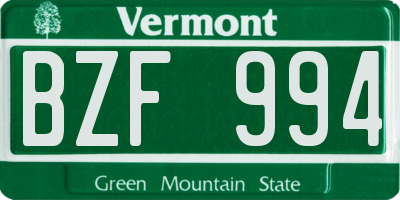 VT license plate BZF994