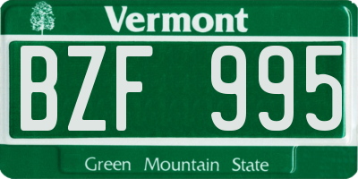 VT license plate BZF995