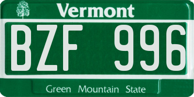 VT license plate BZF996