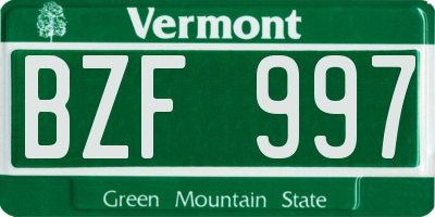 VT license plate BZF997