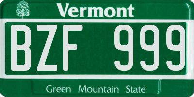 VT license plate BZF999