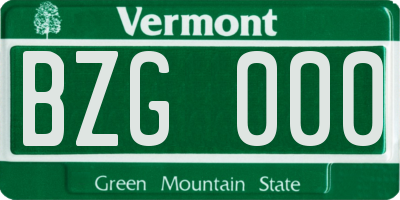 VT license plate BZG000