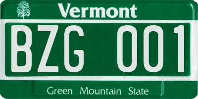 VT license plate BZG001