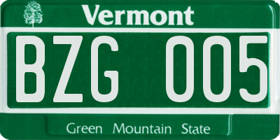 VT license plate BZG005