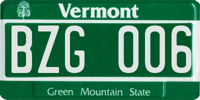 VT license plate BZG006