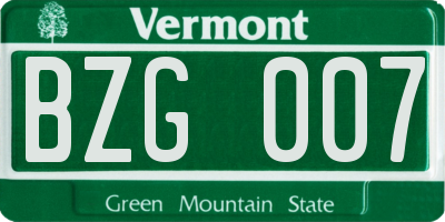 VT license plate BZG007