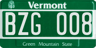 VT license plate BZG008