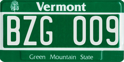 VT license plate BZG009