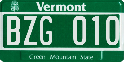 VT license plate BZG010
