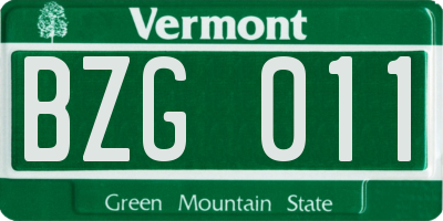 VT license plate BZG011
