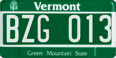 VT license plate BZG013