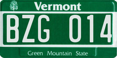 VT license plate BZG014