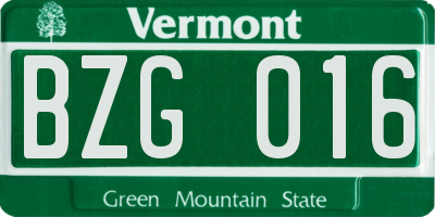 VT license plate BZG016