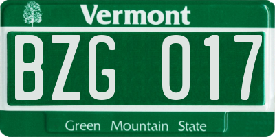 VT license plate BZG017