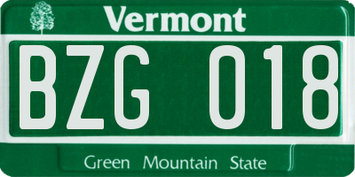 VT license plate BZG018