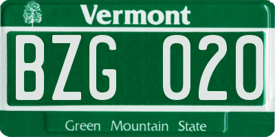 VT license plate BZG020