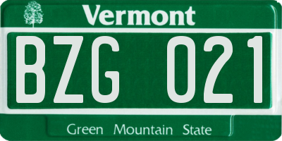 VT license plate BZG021