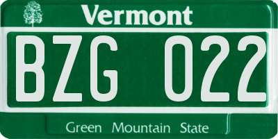 VT license plate BZG022