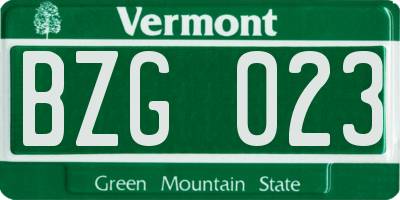 VT license plate BZG023