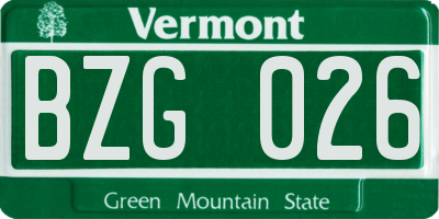 VT license plate BZG026