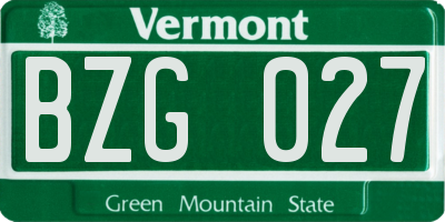 VT license plate BZG027