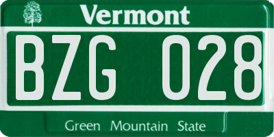 VT license plate BZG028