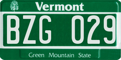 VT license plate BZG029