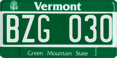 VT license plate BZG030