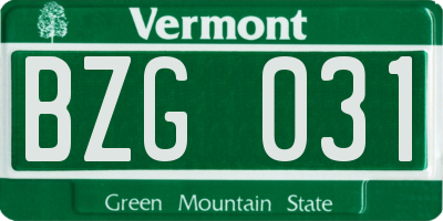 VT license plate BZG031