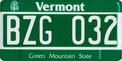 VT license plate BZG032