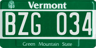 VT license plate BZG034