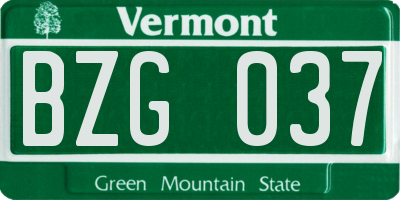 VT license plate BZG037