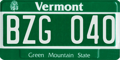 VT license plate BZG040