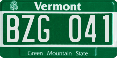 VT license plate BZG041