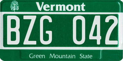 VT license plate BZG042