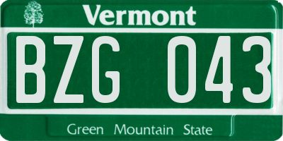 VT license plate BZG043