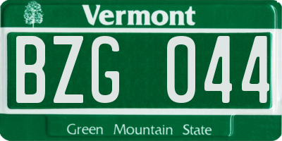 VT license plate BZG044
