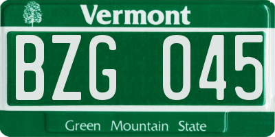 VT license plate BZG045