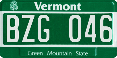 VT license plate BZG046