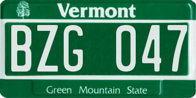 VT license plate BZG047