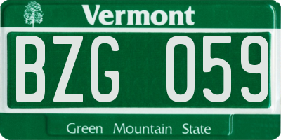 VT license plate BZG059